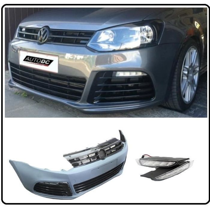 PARECHOC PARE CHOC VW POLO 6R DE 2009 A 2014 EN ABS + FEUX DE JOUR LED