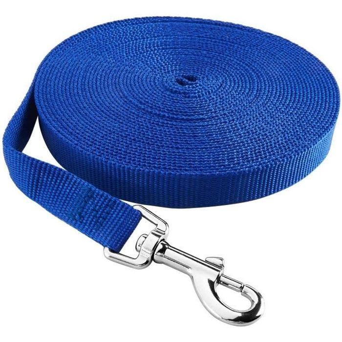 Laisse De Dressage Bleu 10M Pour Chien Chat Sangle Nylon Promenade