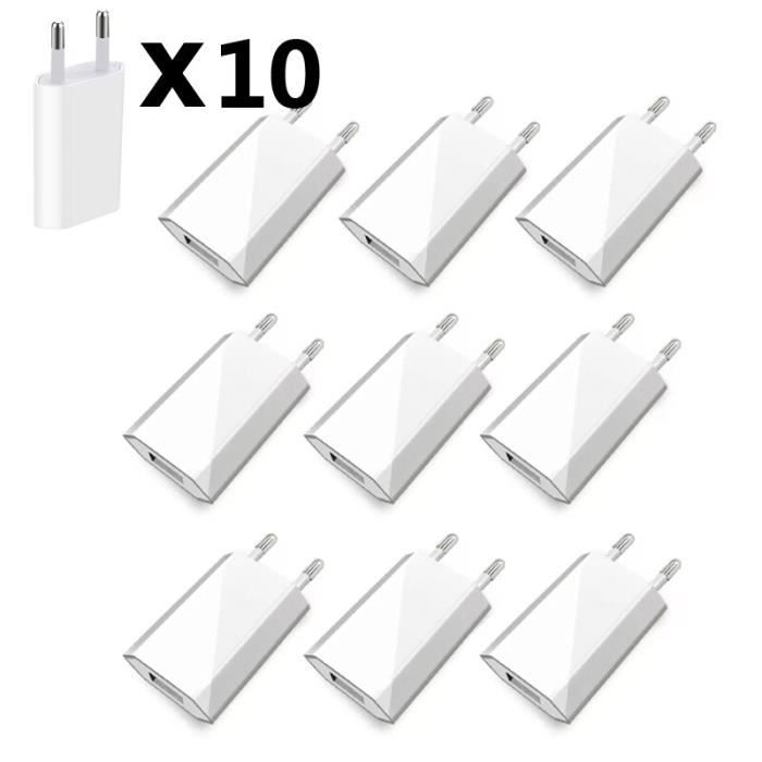 Lot de 10 prises de chargement mural USB, 10 chargeurs muraux USB pour iPhone 3GS, 4, 4S, 5, 5S, 6, 6S, 7 10PCS EU Plug -PEYA10229