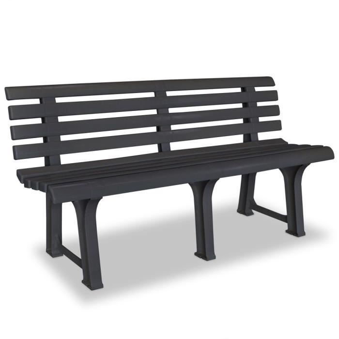 Banc de jardin Compréhension - Banc d’extérieur Chaise de jardin 145,5 cm Plastique Anthracite Nouveau *607463