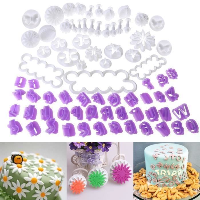 Ensemble de 76 ustensiles pour décoration de gâteau/emporte-pièces avec poussoirs