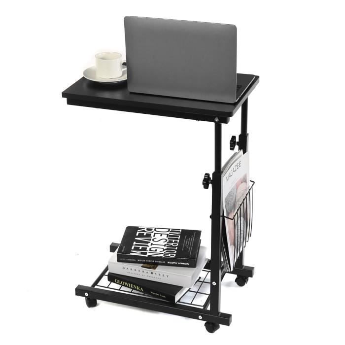 Table de Lit et Canapé Table Ordinateur portable Bureau Informatique Roulette Hauteur Réglable Support PC NOIR