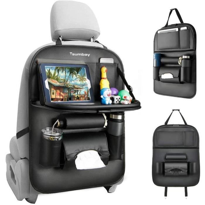 Tsumbay Organisateur de Voiture avec Support Tablette, Protection Siege Kick Mats Rangement Voiture, Le Matériau PU est Imperméable