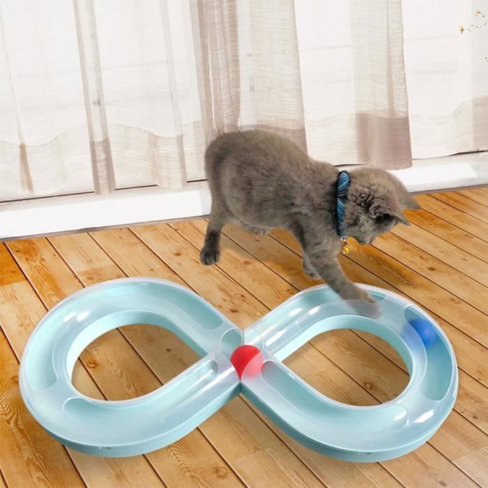Jouet pour chat, Circuit Jeu chat, Circuit Jeu chat avec Balle, Jouet pour chat, chien, animal de compagnie - Bleu
