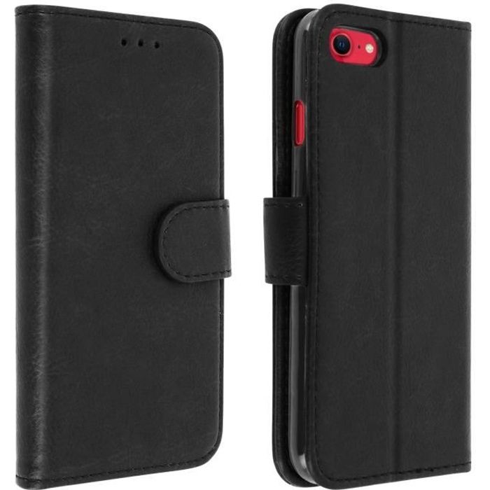 Housse iPhone SE 2020 Portefeuille à Rabat Fonction Support - Noir