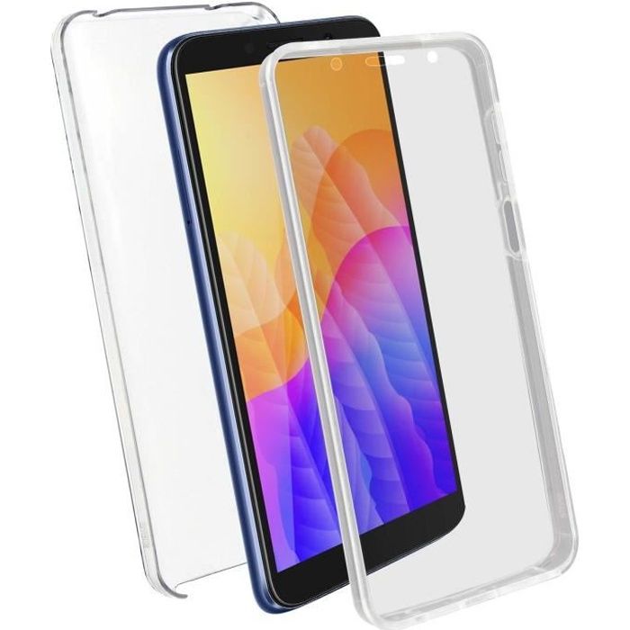 Coque Huawei Y5p Protection Arrière Rigide + Avant Souple - Transparent Blanc