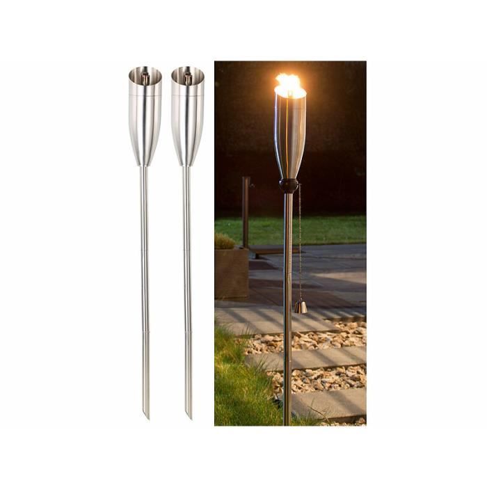 2 torches de jardin en acier inoxydable "Eros" - 650 ml