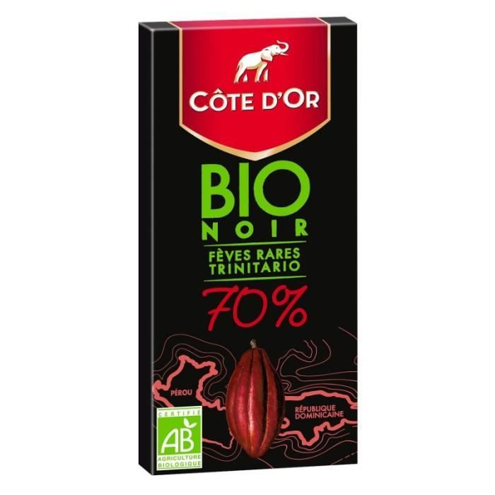 COTE D'OR - Chocolat Noir Bio 70% 90G - Lot De 4