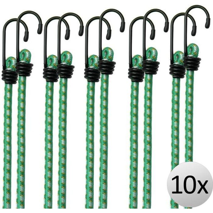 10x Tendeurs élastiques en caoutchouc, tendeurs bagage extension 61 cm x 8 mm Ø