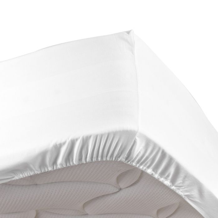 Drap housse blanc 160 x 200 cm en percale bonnet de 30 cm