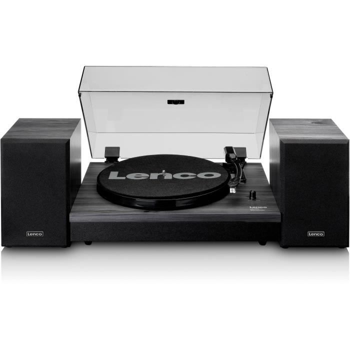 LENCO LS-300BK - Platine vinyle - Bluetooth - 2 réglages de vitesse 33 et 45 tours - MMC - 2x10W - 2 enceintes - Noir