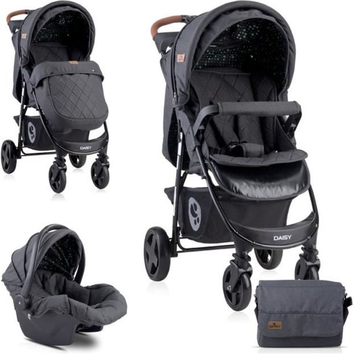 Poussette combinée duo 2 en 1 avec siège auto DAISY SET Lorelli noir