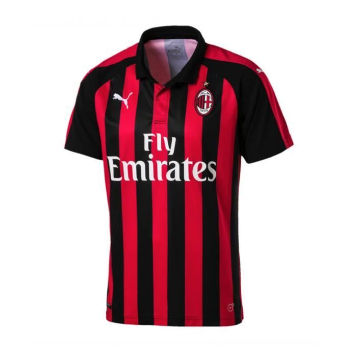 Maillot de match officiel domicile rouge et noir AC Milan 2018/2019 Puma