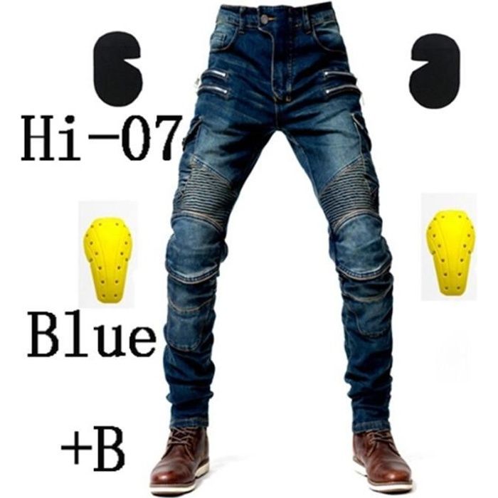 Pantalon de moto bleu Hommes Moto Jeans Équipement de protection