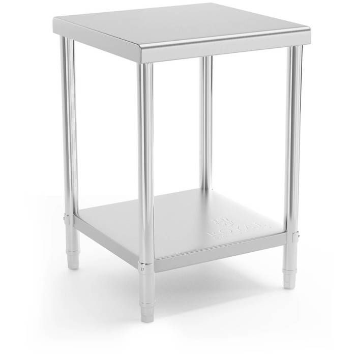 Table de travail Inox Cuisine Plan de travail professionnel Royal Catering RCAT-60-60-NW (60 x 60 cm, 150 kg, 2 Niveaux)