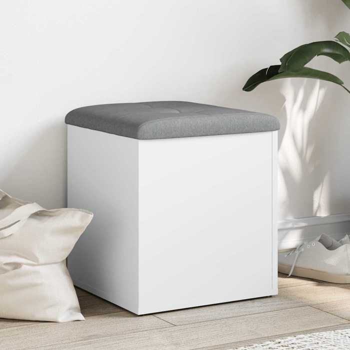 vidaXL Banc de Rangement Coffre de Rangement avec Coussin Organisateur de Vêtements Jouets Couloir Salon Moderne Blanc 835033
