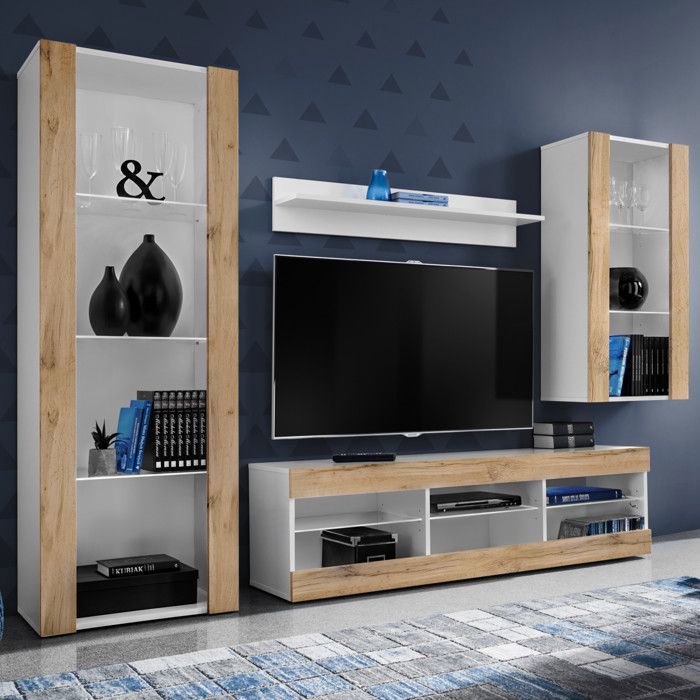 Set Mobili Porta TV Komodee Tivoli - 245x159x35 Cm, Nero, Con LED RGB, Per Soggiorno - Foto 6