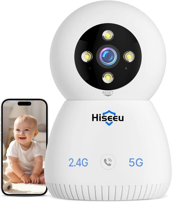 Caméra Surveillance WiFi Intérieure IeGeek SC1 Pro - 5MP, PIR, PTZ 360°, Compatible Alexa