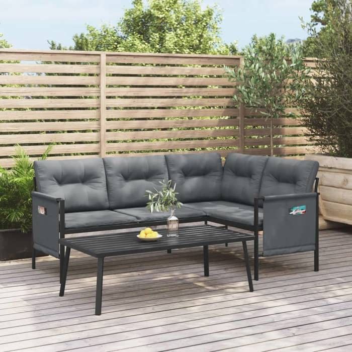 Lemon Salon bas de jardin 2 pcs - anthracite acier - 110x55x35 cm 362810