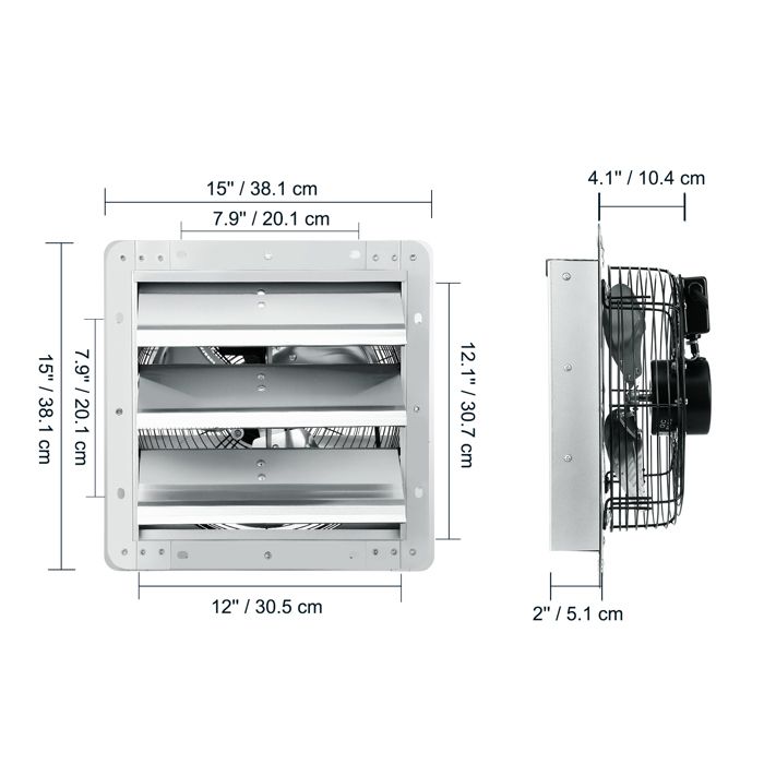 Ventilateur Dextraction à Volets VEVOR 305 cm-Extracteur Dair de Grenier Mural en Aluminium-pour Garage Hangar Magasin - Vevor