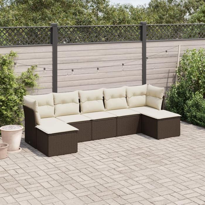vidaXL Salon de jardin 7 pcs coussins