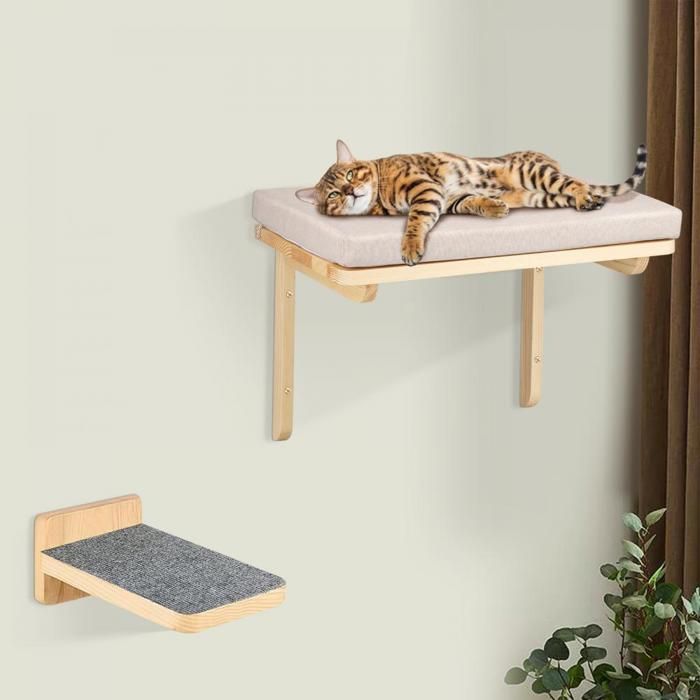 Comparer les prix de JEOBEST Kit mur d'escalade, Arbre à chat - Lit mural pour chat - Hamac Lounger - Meuble mural pour chat avec coussins