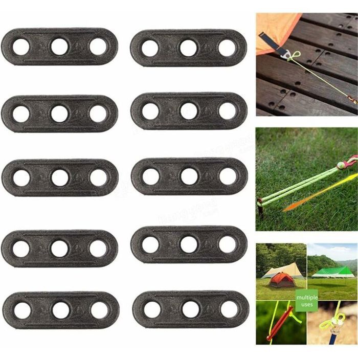 Azarxis Tendeur de Corde Camping en Alliage d'Aluminium Léger Ajusteur de Corde 12 Pièces pour Tente Bâche Auvent Randonnée (Noir (Forme de Triangle) - 12 Pièces