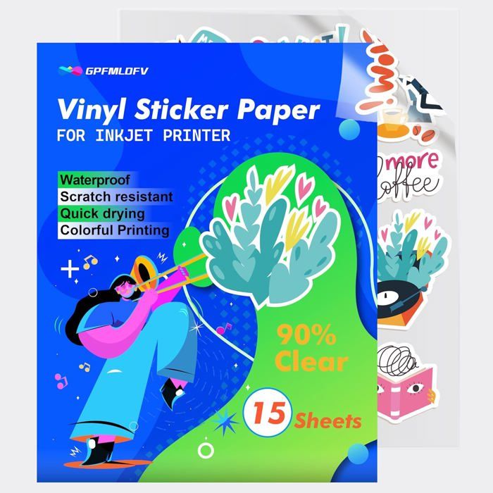 Papier Autocollant Transparent A4 Pour Imprimante - Lot De 100 Feuilles, Jet D'encre Et Laser - Imperméable, Pour Affiches, étiquettes, Projets DIY - 2