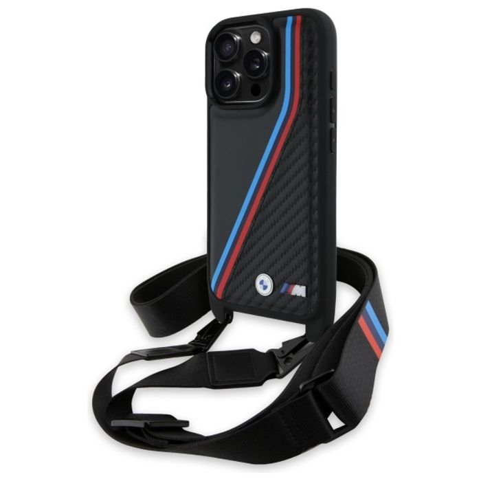 Coque téléphone - BMW - iPhone 16 Pro - Éco-cuir - Souple - Tricolor Lines