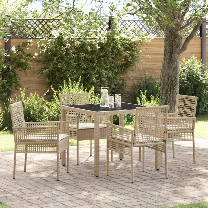 Ensemble Salle à Manger Jardin 5 Pièces VIDAXL Poly Rattan - vue 2