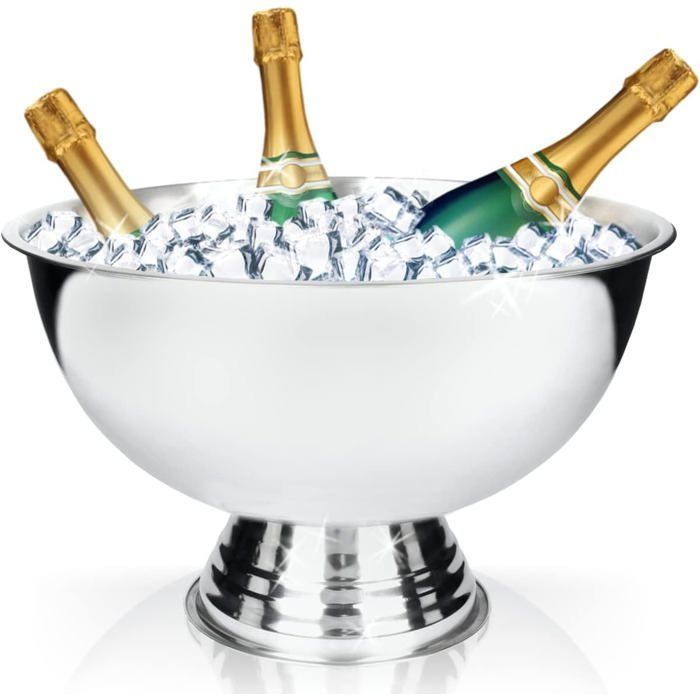 Seau à Champagne Acier Inoxydable NOVASTYL Avec Poignées - Élégant Et Pratique Pour Vin Pétillant
