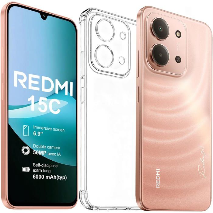 XIAOMI Redmi 15C Smartphone 2025 4Go RAM ROM Triple caméra arrière de 50MP avec IA Écran 6 9 Pouces Batterie 6000 mAh Affichage de Soins oculaires 120 Hz Pas de Chargeur Inclus