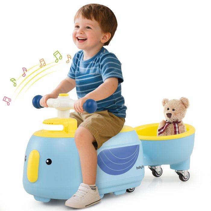 3 En 1 Voiture à Pousser Enfants 1-3 Ans Avec Poignée Amovible Porteur Avec Lumieres Rose