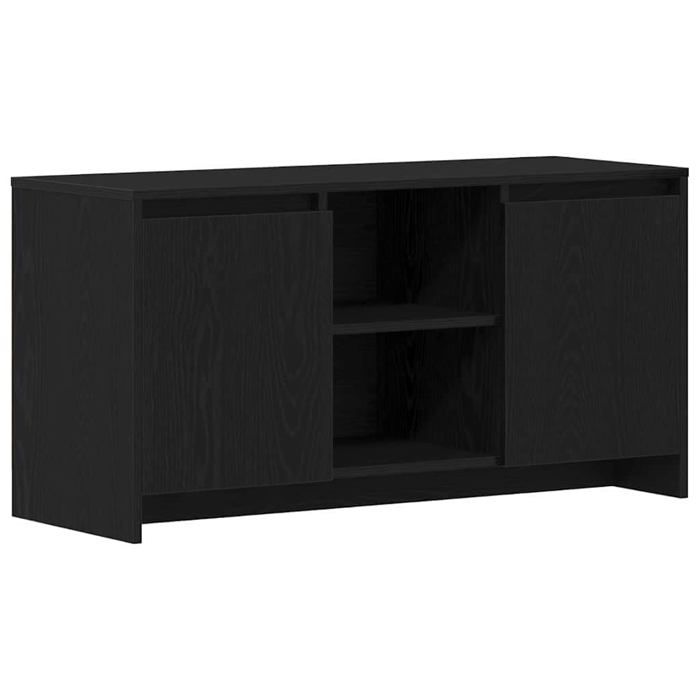 Meuble TV en bois dingénierie - vidaXL - 102x375x525 cm - Chêne Noir - 2 portes - 2 étagères - Minimaliste