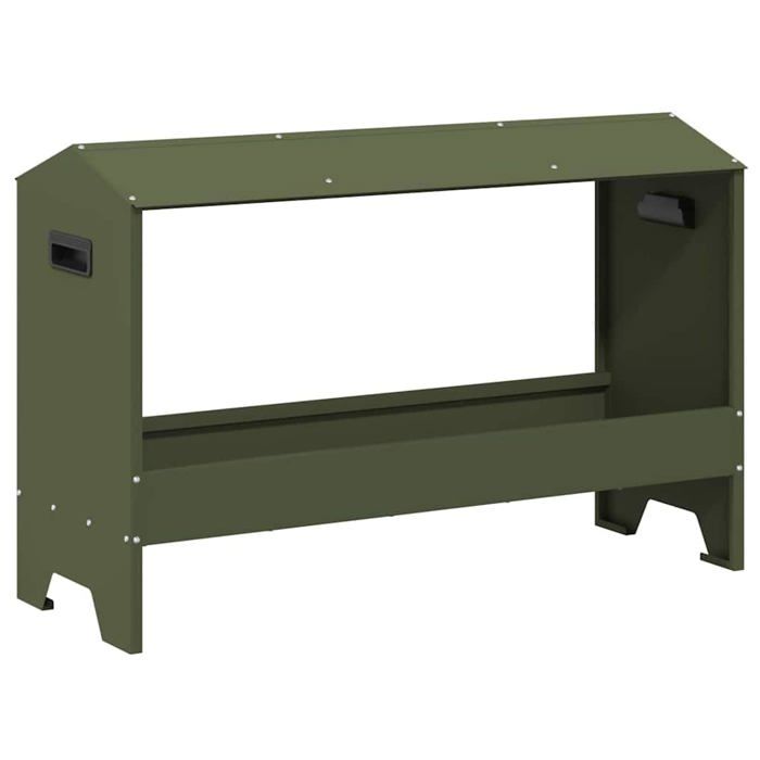 Gouttière dalimentation pour poules - vidaXL - Vert olive - Acier laminé à froid - 81x32x53 5 cm - Capacité 15 kg