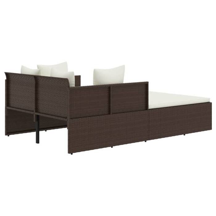 Sale 2026 Chaise longue/Transat - BURKE - 1 PLACE - avec coussins - marron 182x118x63 cm résine tressée Cc935