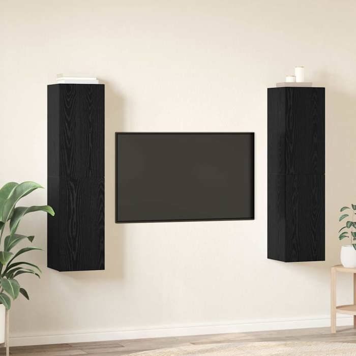 SALE Janvier MODERNE Armoires multimédia - MGH - Meubles TV - Montage mural - Chêne noir - bois dingénierie 30.5x30x60 cm TT4447