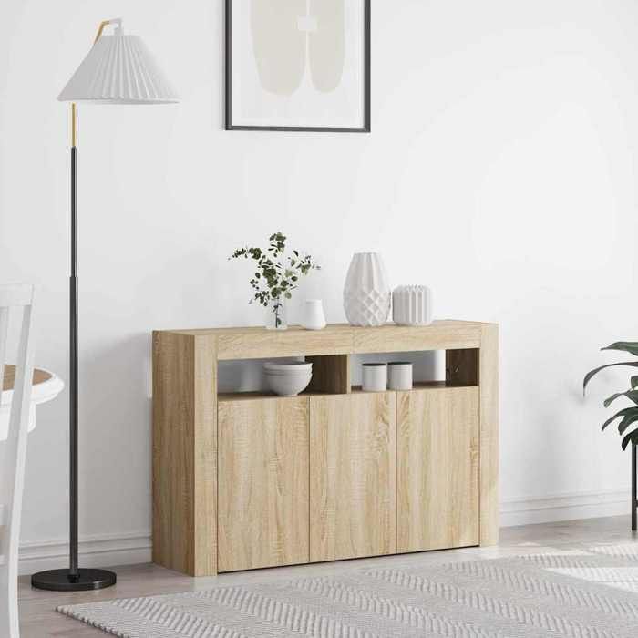 NEW 2026 Buffet Classique Armoire latérale pour salon Chêne Sonoma 116x30x75 cm Bois dingénierie L3617