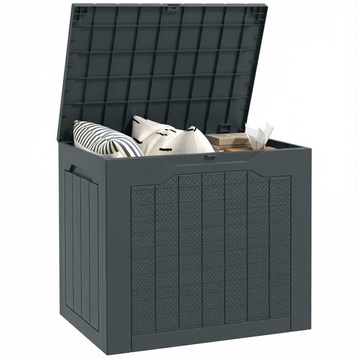 Coffre de rangement extérieur - Outsunny - 97L - avec poignées encastrées - étanche - pour jardin terrasse - 56 x 41 x 50 cm - gris