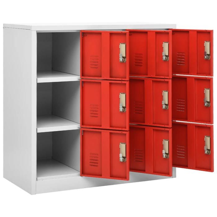 Remise 2026®Rouge - Armoire à casiers grand stockage - Armoire vestiaire - gris clair - et rouge 90x45x92 5cm Acier 194 2788726