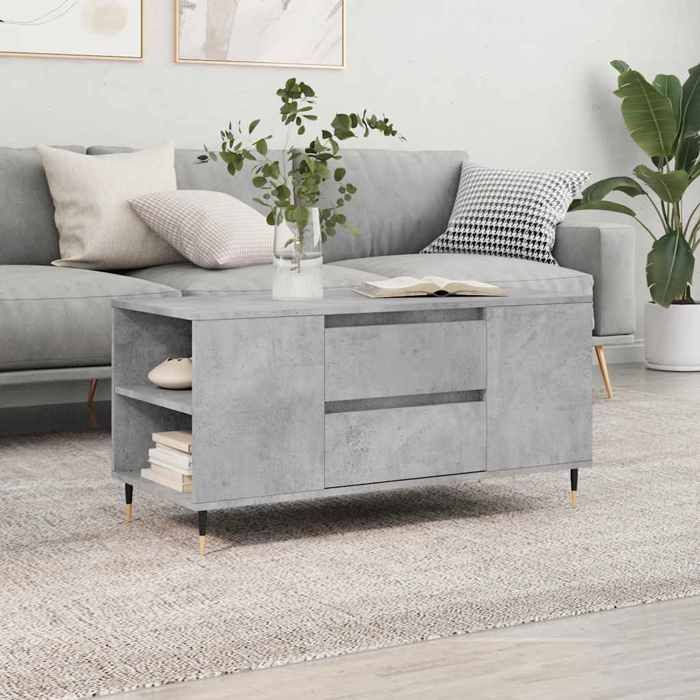 Gris Table basse gris béton 102x445x50 cm bois dingénierie - Table de salon H10441