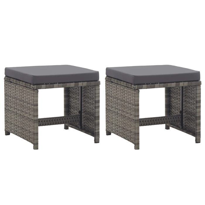 Chaises ergonomiques - Magnifique Tabourets de jardin et terrasse 2 PCS coussins Résine tressée Anthracite 41x41x35cm 2331