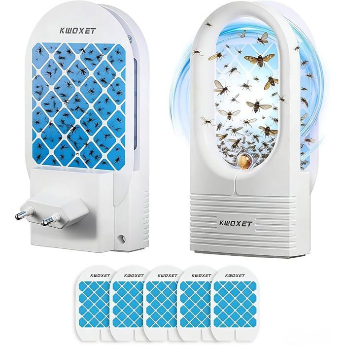 Piege a MouchePiège à Mouches Électrique avec LED UV avec Prise Silencieux et à Plaque Collante AmovibleConvient aux Mouches A