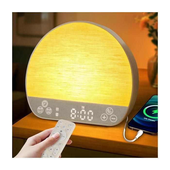 Réveil Lumineux Simulateur daube Réveil Luminothérapie Lampe de Chevet Lampes de Reveil avec 37 Sons pour Dormir