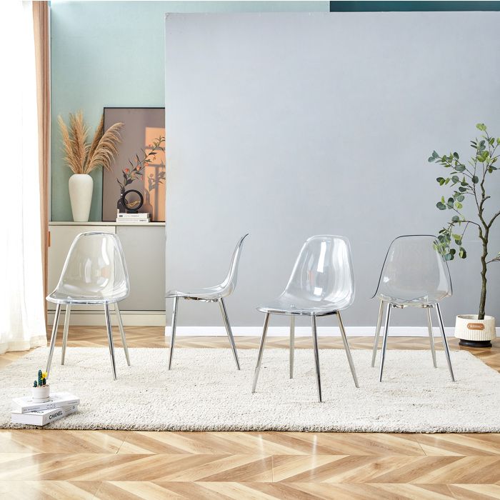 Lot de 4 chaises de salle à manger transparentes argent 44 × 36 × 83 cm