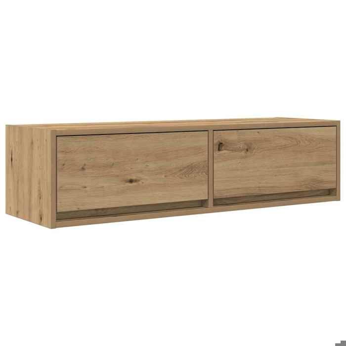 Meuble TV - vidaXL - meuble multimédia - bois dingénierie - chêne artisanal - 100 x 31 x 255 cm - 2 tiroirs{exd24g}