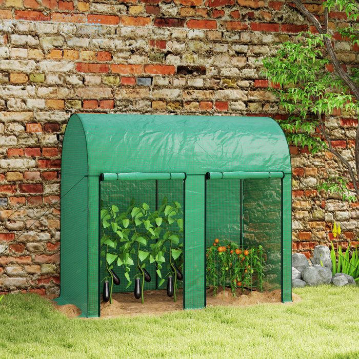 Serre de jardin 2 m² verte 2 portes enroulables couverture PE 140 g/m² anti-UV 2 x 1 x 1 78 m