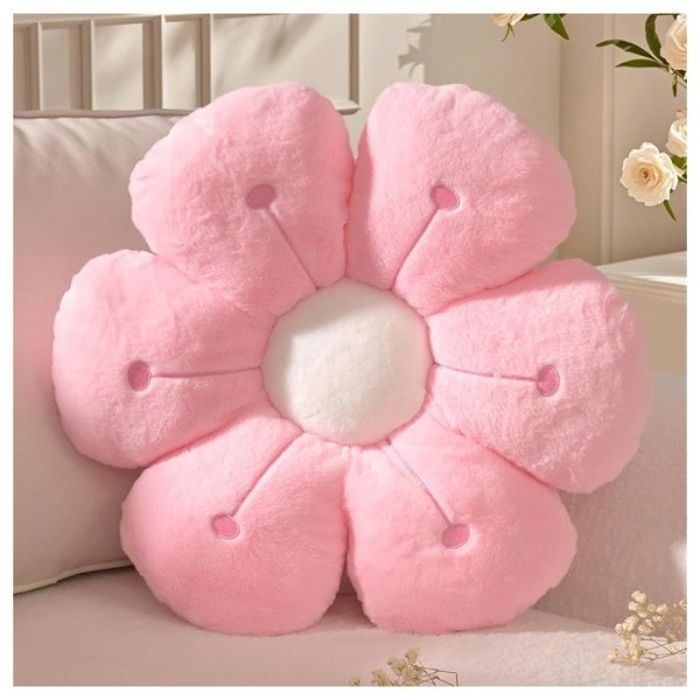 Coussin de Sol Forme de Fleur Coussins Décoratif en Peluche Daisy Aesthetic Coussins Décoration Canapé (50cm Rose)