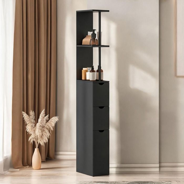 13 x 5.9 x 53.9 in Storage Cabinets featuring 8 cm – 2 tiroirs with Armoire colonne de salle de bain en MDF