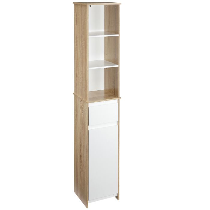 Colonne de salle de bain - Armoire haute de rangement - Bois - Format compact - Blanc - Dimensions 32 6 x 30 x 171 2 cm - ZENLINKJH